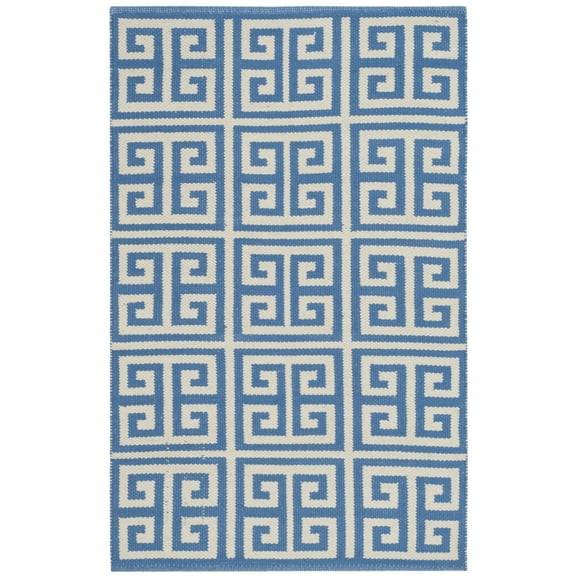 SAFAVIEH Montauk Alicia Geometric Cotton Area Rug, Blue/Ivory, 2'6" x 4'