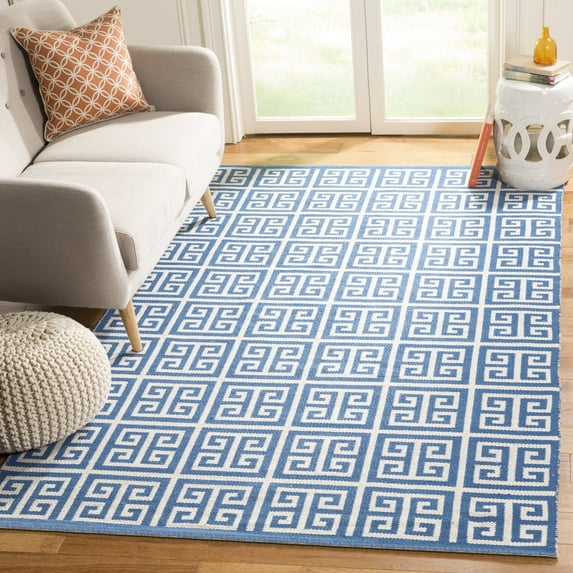SAFAVIEH Montauk Alicia Geometric Cotton Area Rug, Blue/Ivory, 4' x 6'