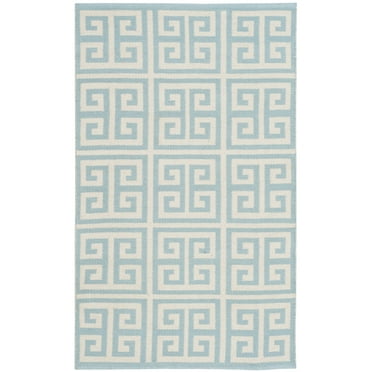 SAFAVIEH Montauk Alicia Geometric Cotton Area Rug, Light Blue/Ivory, 2'6" x 4'