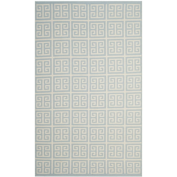 SAFAVIEH Montauk Alicia Geometric Cotton Area Rug, Light Blue/Ivory, 5' x 8'