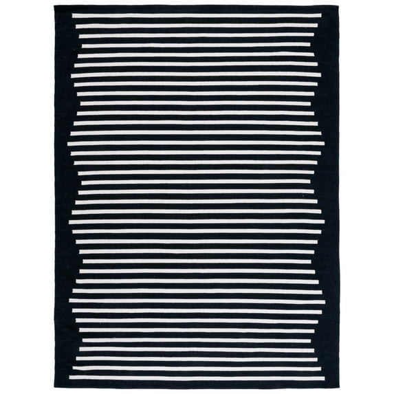 SAFAVIEH Montauk Amadine Striped Cotton Area Rug, Black/Ivory, 8' x 10'