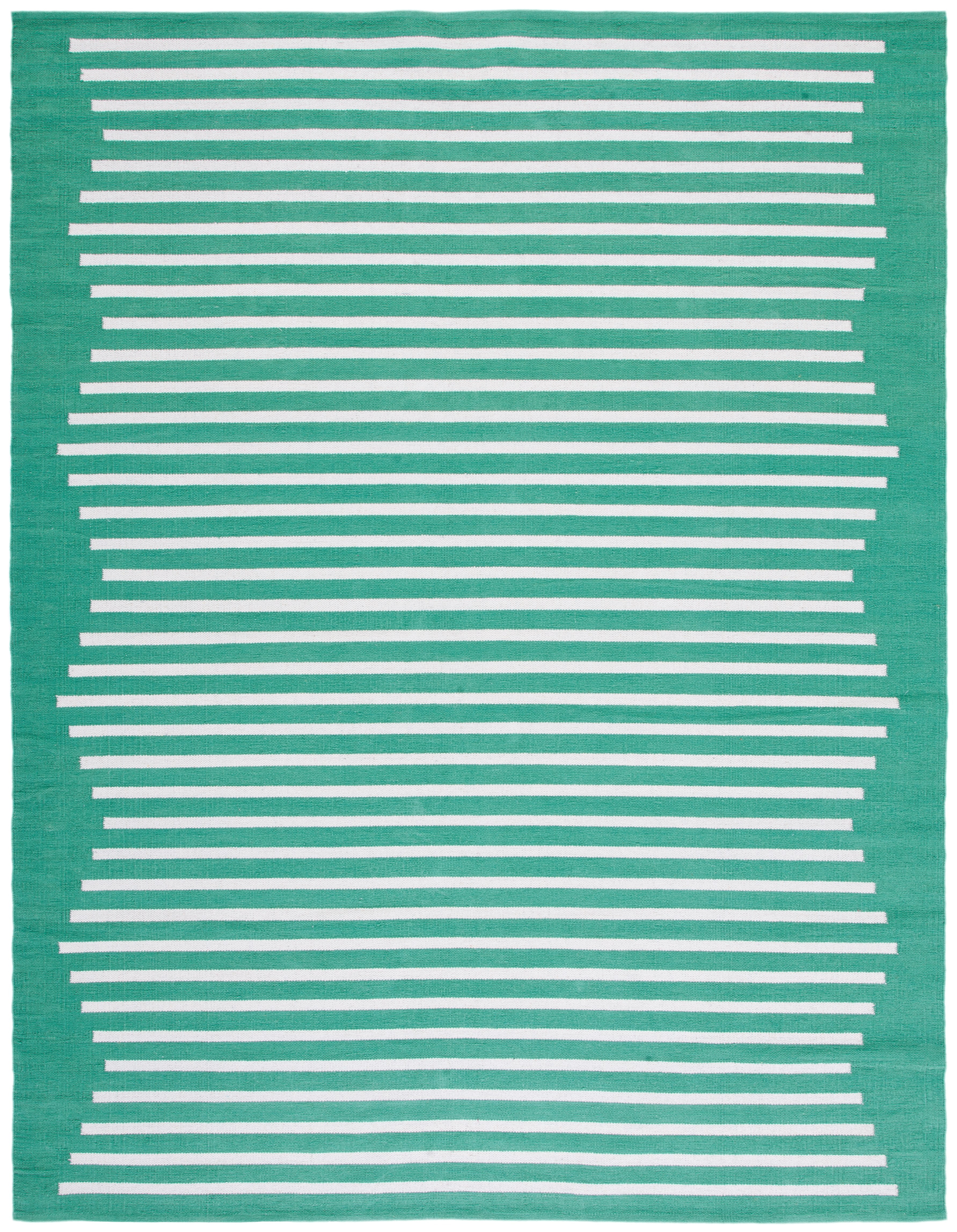 SAFAVIEH Montauk Amadine Striped Cotton Area Rug, Dark Green/Ivory, 9' x 12'