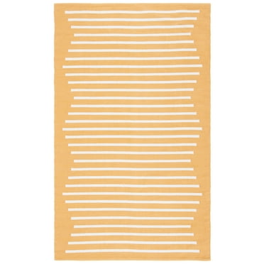 SAFAVIEH Montauk Amadine Striped Cotton Area Rug, Gold/Ivory, 6' x 9'