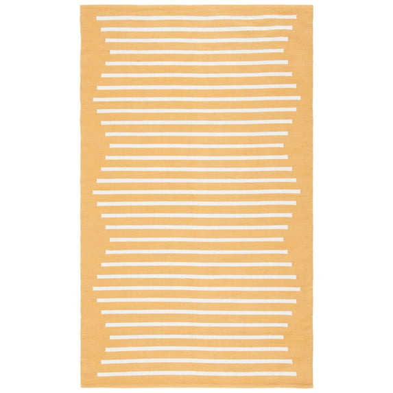 SAFAVIEH Montauk Amadine Striped Cotton Area Rug, Gold/Ivory, 6' x 9'