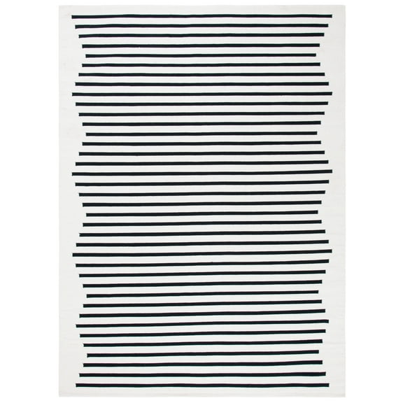 SAFAVIEH Montauk Amadine Striped Cotton Area Rug, Ivory/Black, 8' x 10'