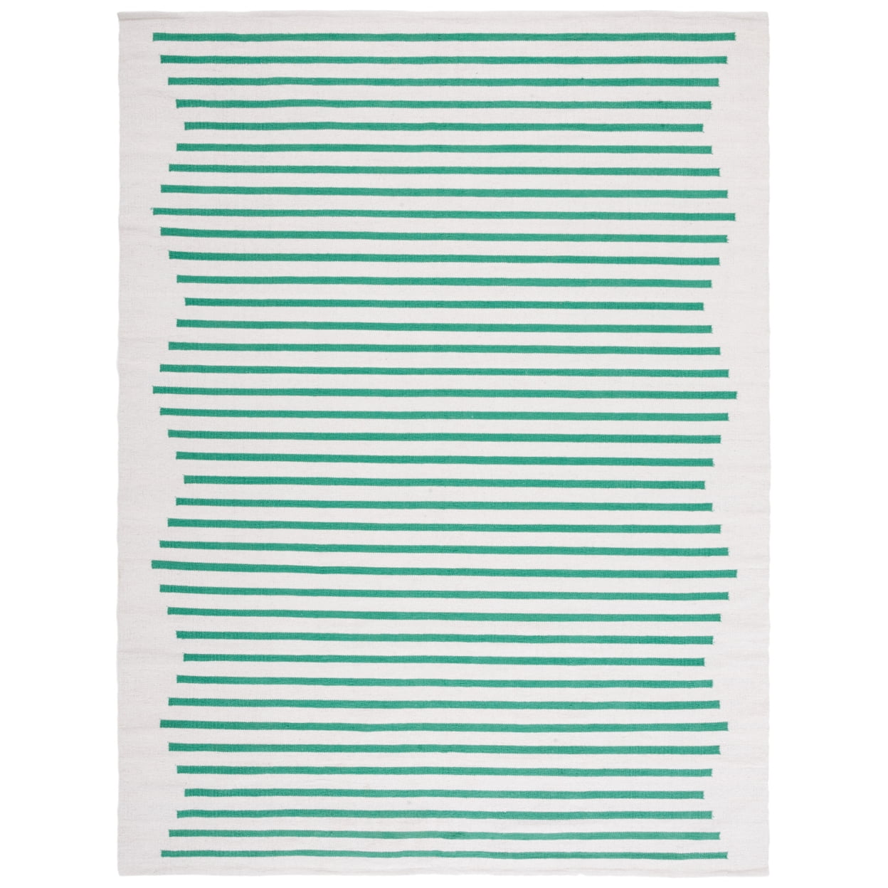 SAFAVIEH Montauk Amadine Striped Cotton Area Rug, Ivory/Dark Green, 5' x 8'