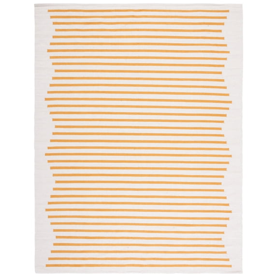 SAFAVIEH Montauk Amadine Striped Cotton Area Rug, Ivory/Gold, 5' x 8'