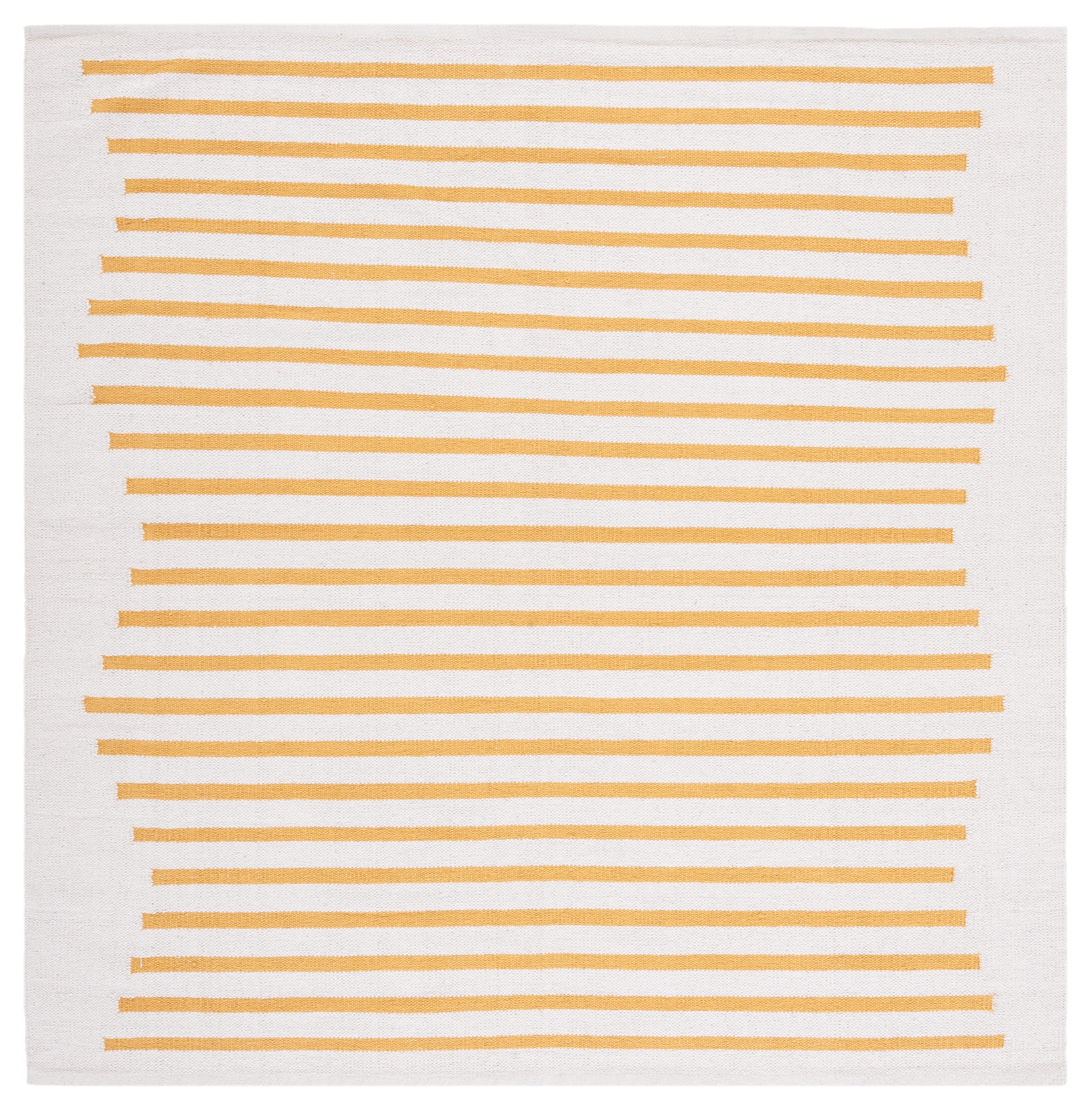 Ivory Coastline Square Handwoven Cotton Rug - 6'