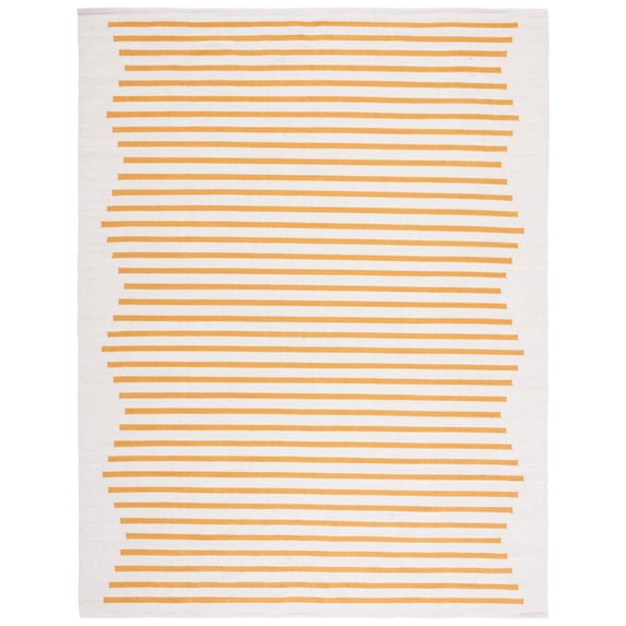SAFAVIEH Montauk Amadine Striped Cotton Area Rug, Ivory/Gold, 6' x 9'