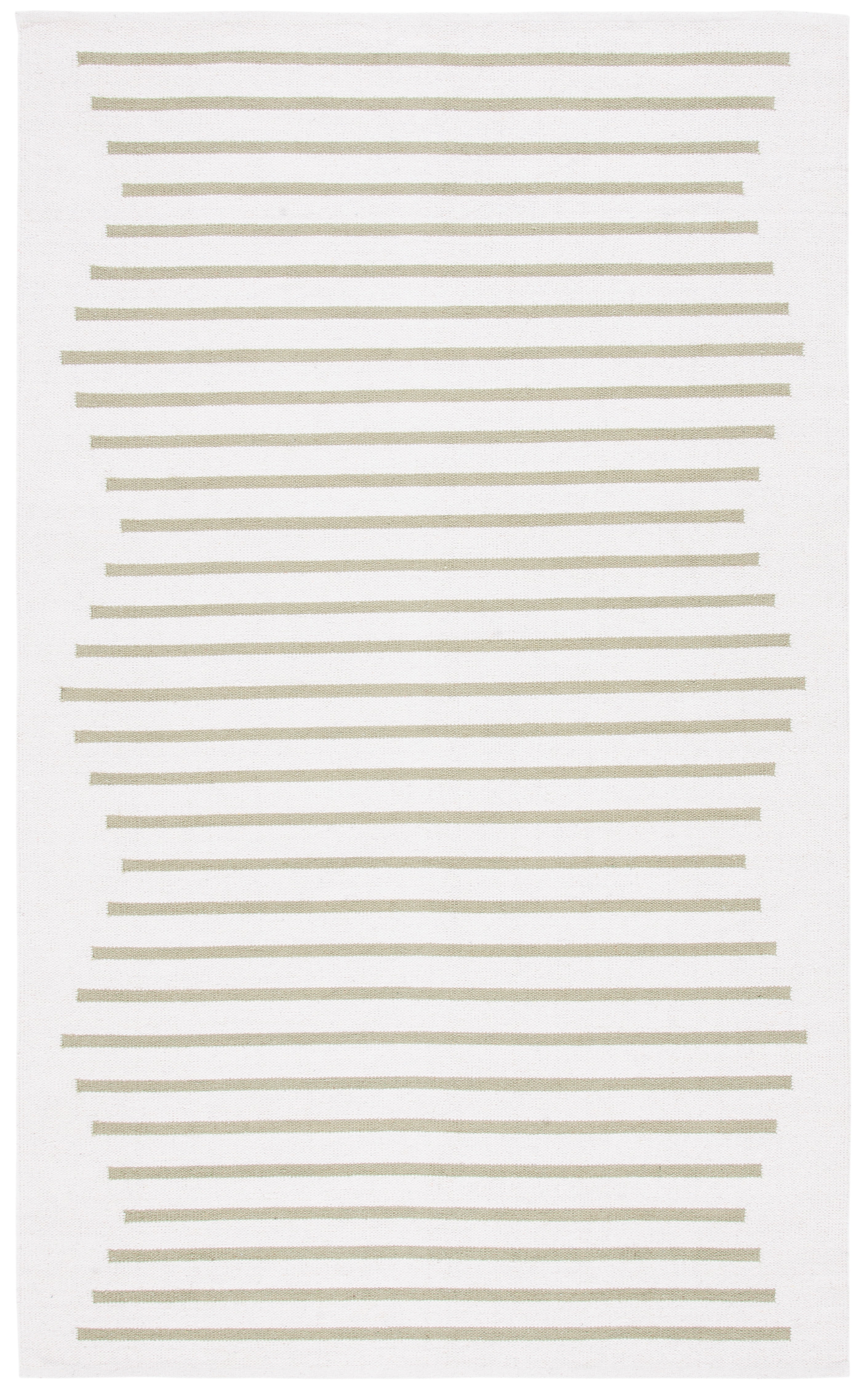 SAFAVIEH Montauk Amadine Striped Cotton Area Rug, Ivory/Light Green, 3' x 5'