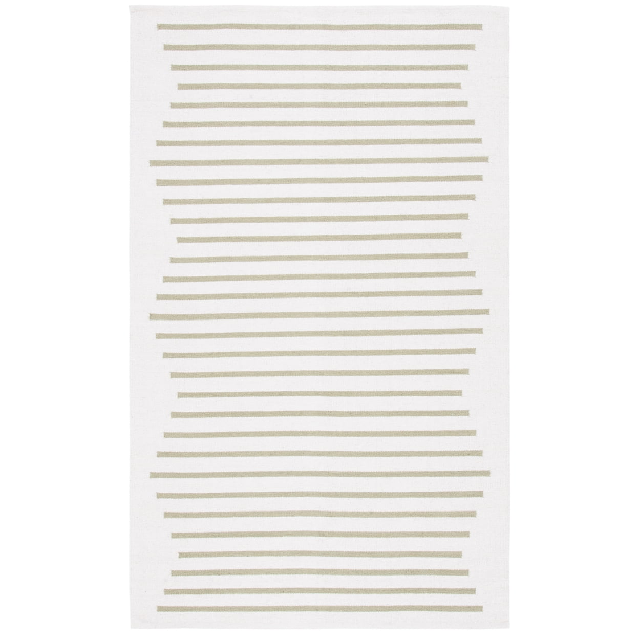 SAFAVIEH Montauk Amadine Striped Cotton Area Rug, Ivory/Light Green, 4' x 6'