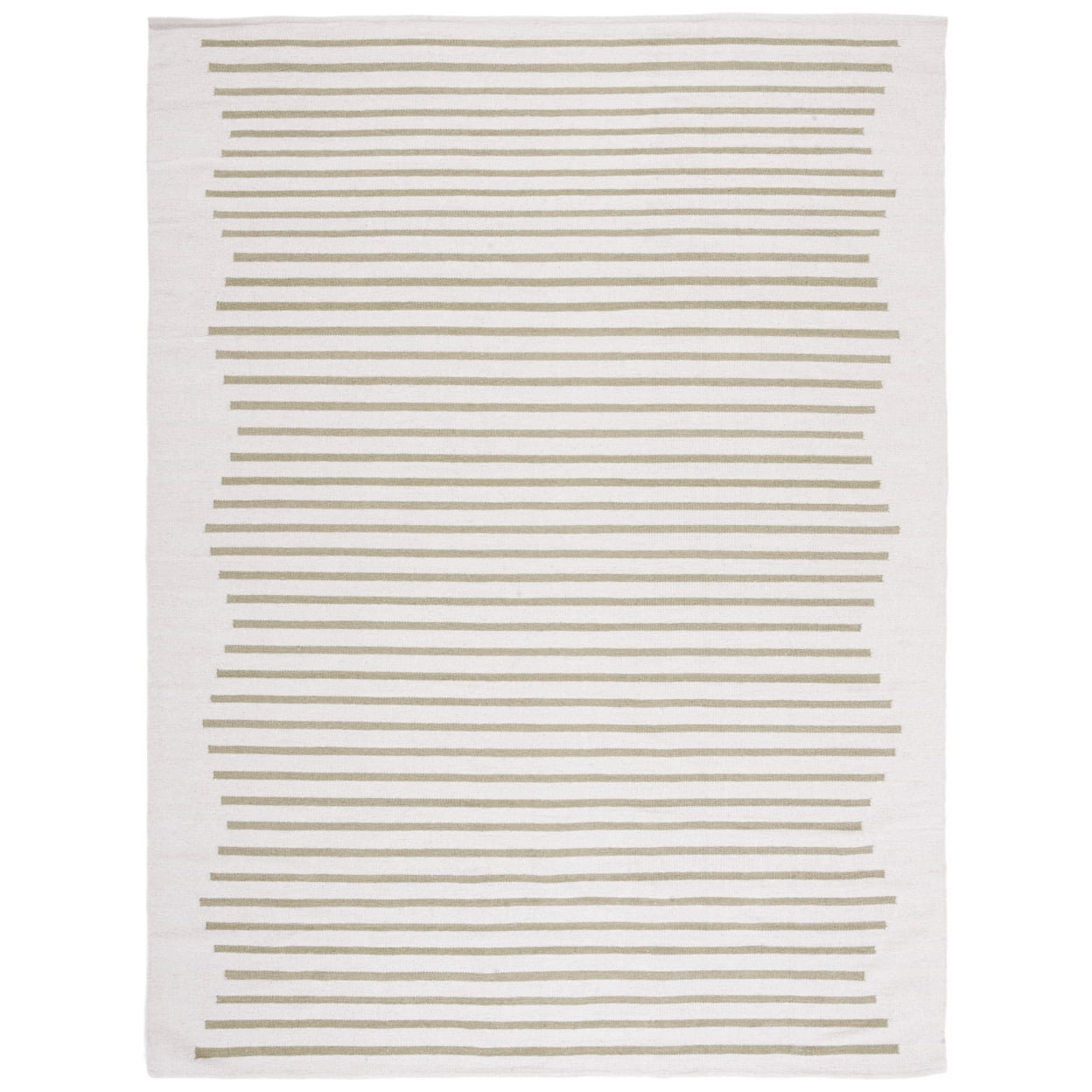 SAFAVIEH Montauk Amadine Striped Cotton Area Rug, Ivory/Light Green, 8' x 10'