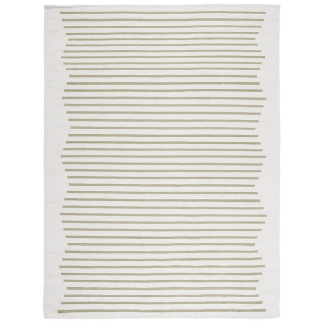 SAFAVIEH Montauk Amadine Striped Cotton Area Rug, Ivory/Light Green, 9' x 12'