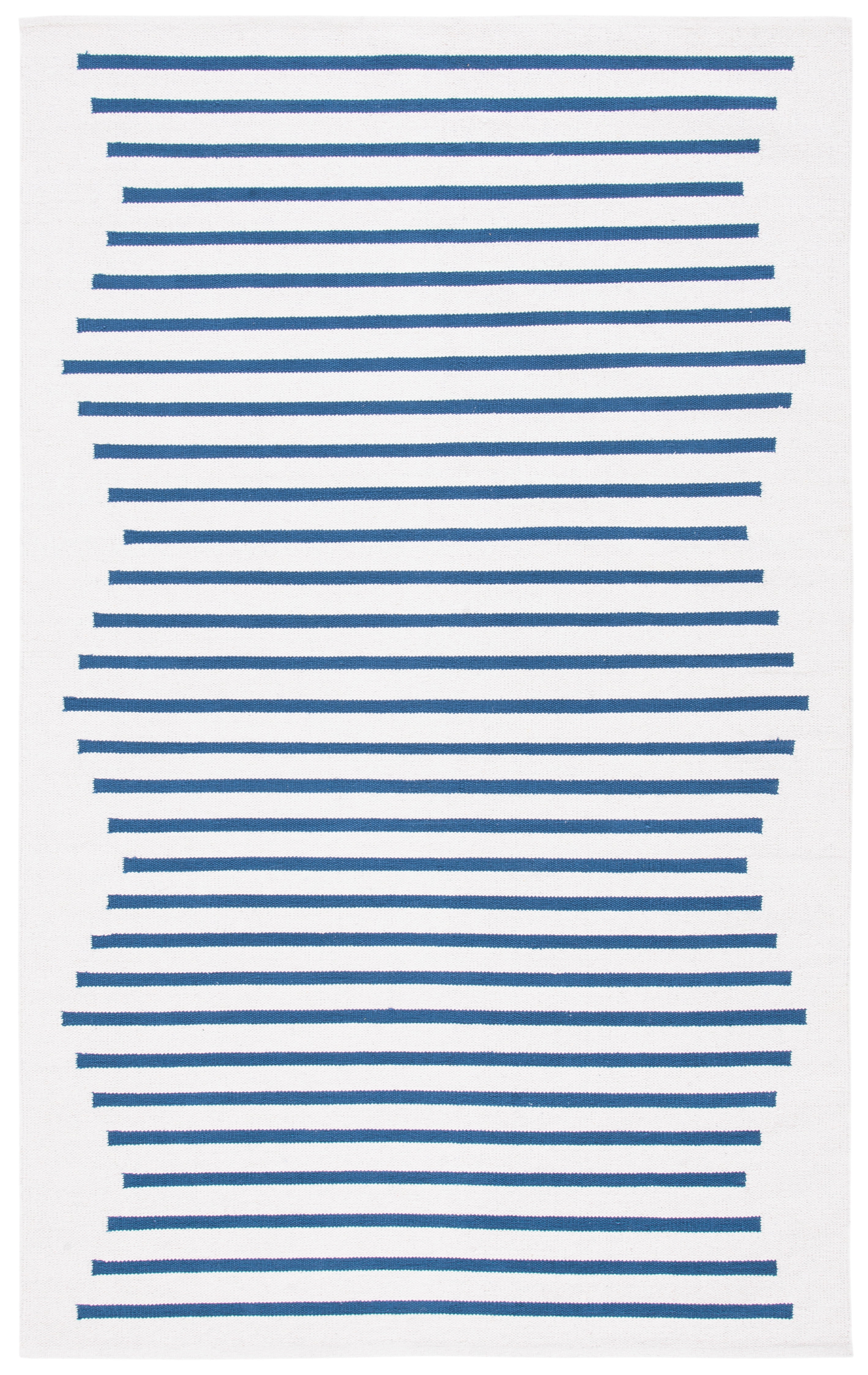 Ivory and Navy Striped Cotton 3' x 5' Area Rug