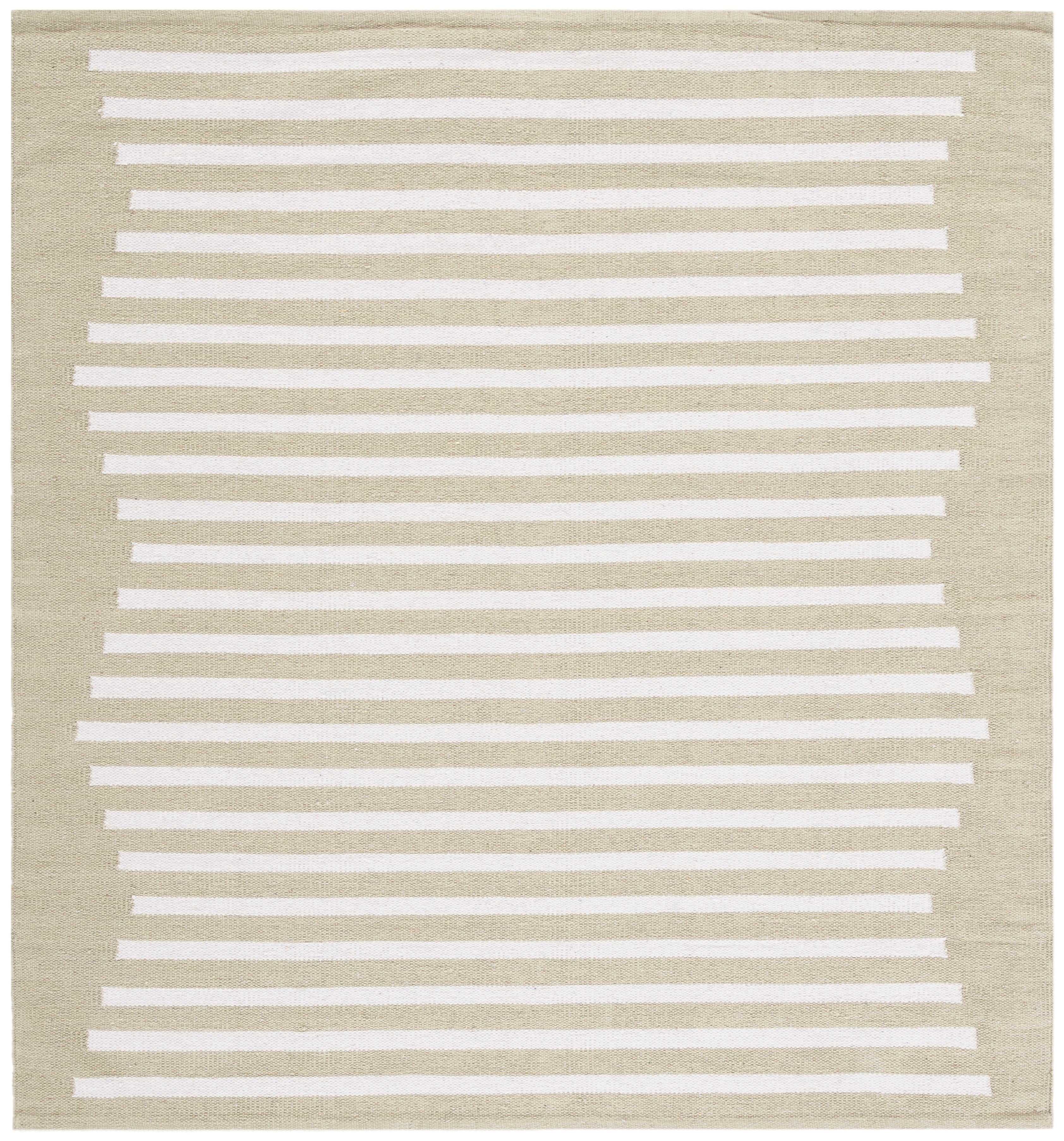 Ivory Flat Woven Handmade Reversible Square Rug