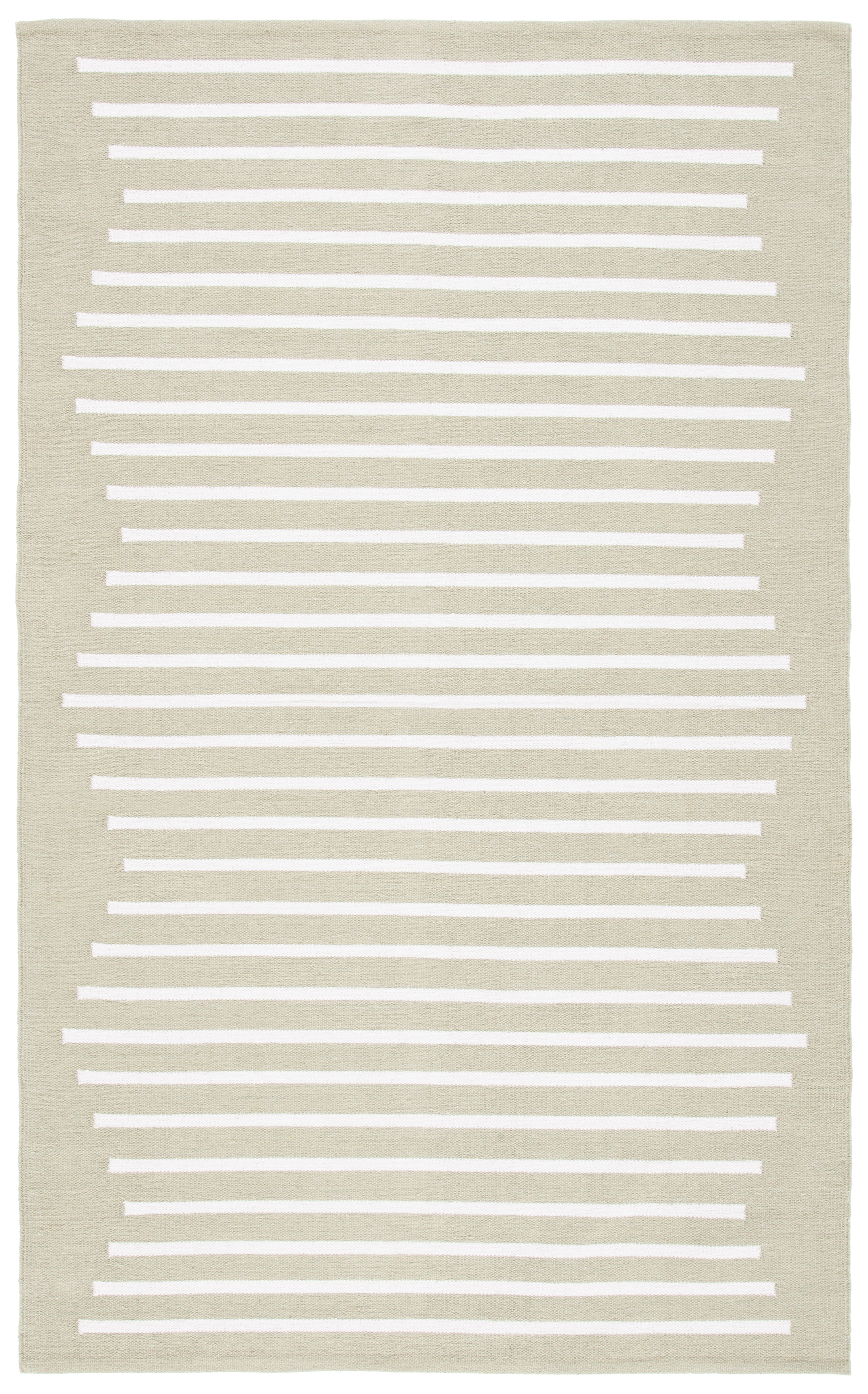 SAFAVIEH Montauk Amadine Striped Cotton Area Rug, Light Green/Ivory, 6' x 9'