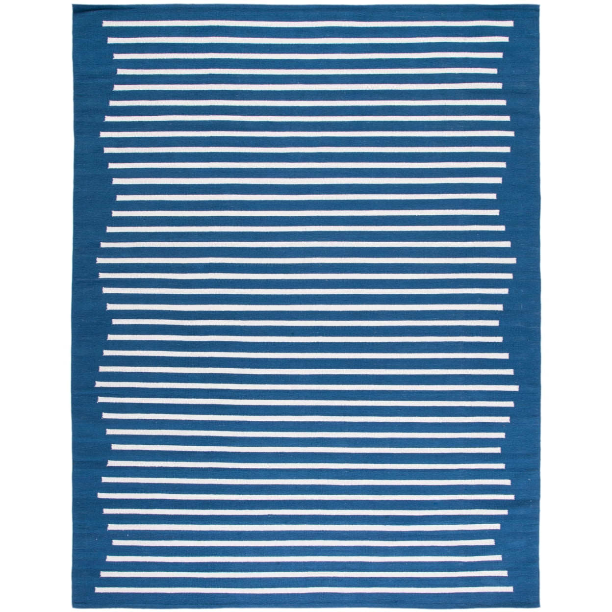 SAFAVIEH Montauk Amadine Striped Cotton Area Rug, Navy/Ivory, 9' x 12'