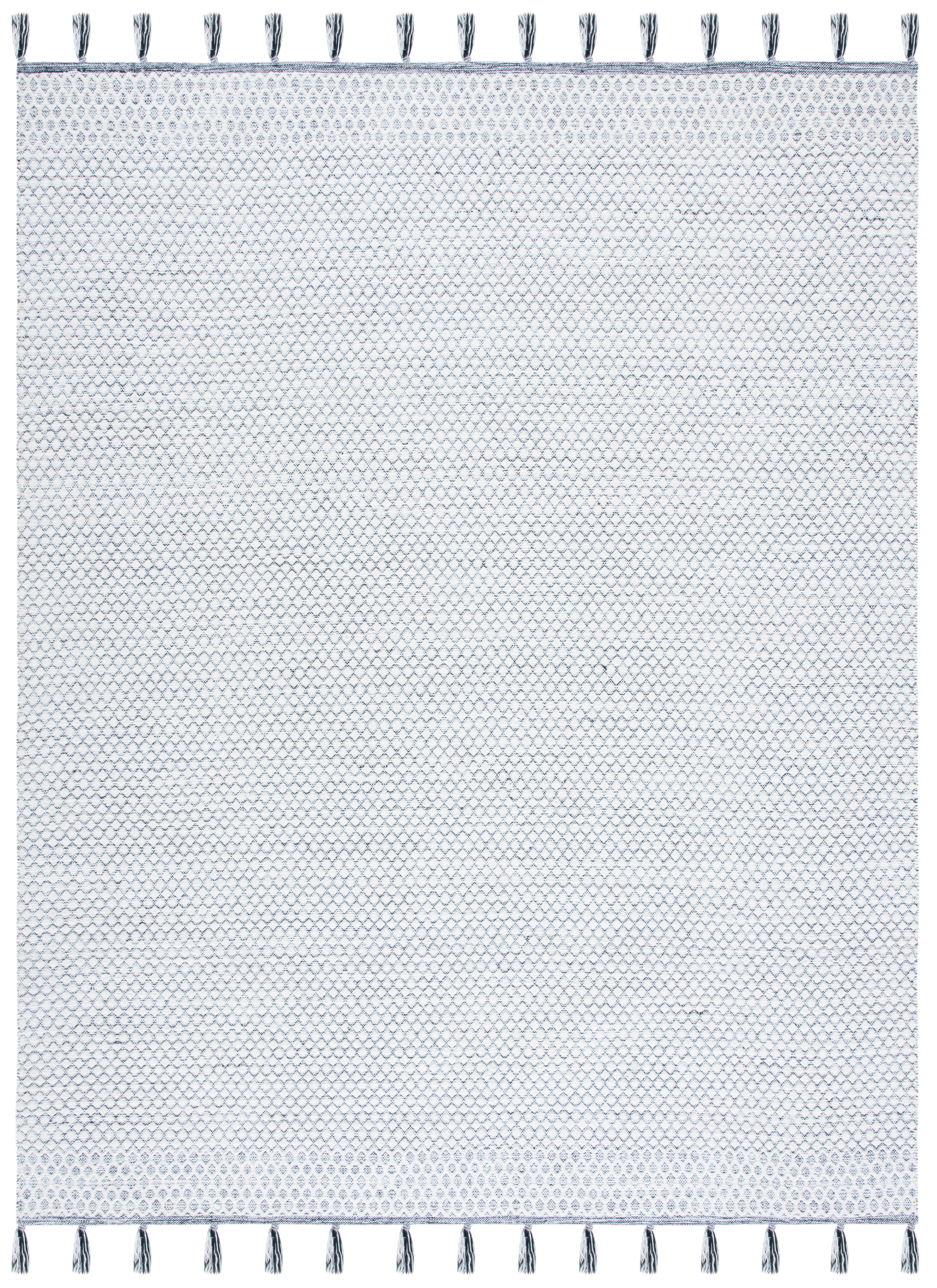 Handwoven Coastal-Contemporary Black Wool-Cotton Rug 8' x 10'