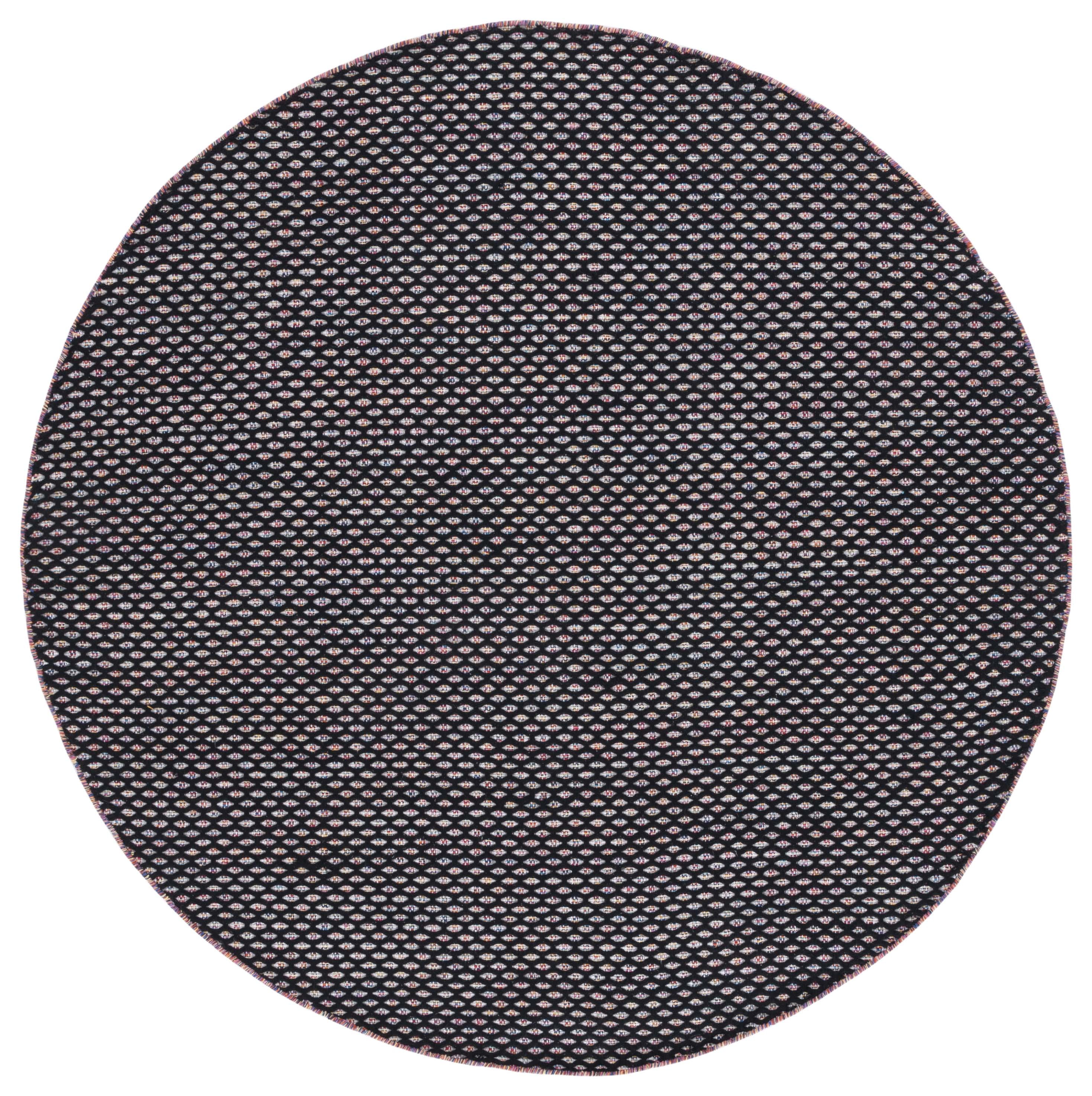 SAFAVIEH Montauk Annie Geometric Cotton Area Rug, Black/Ivory, 6' x 6' Round