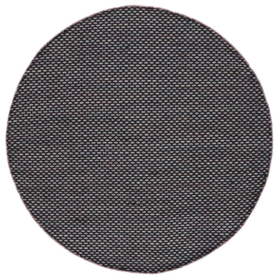 SAFAVIEH Montauk Annie Geometric Cotton Area Rug, Black/Ivory, 6' x 6' Round