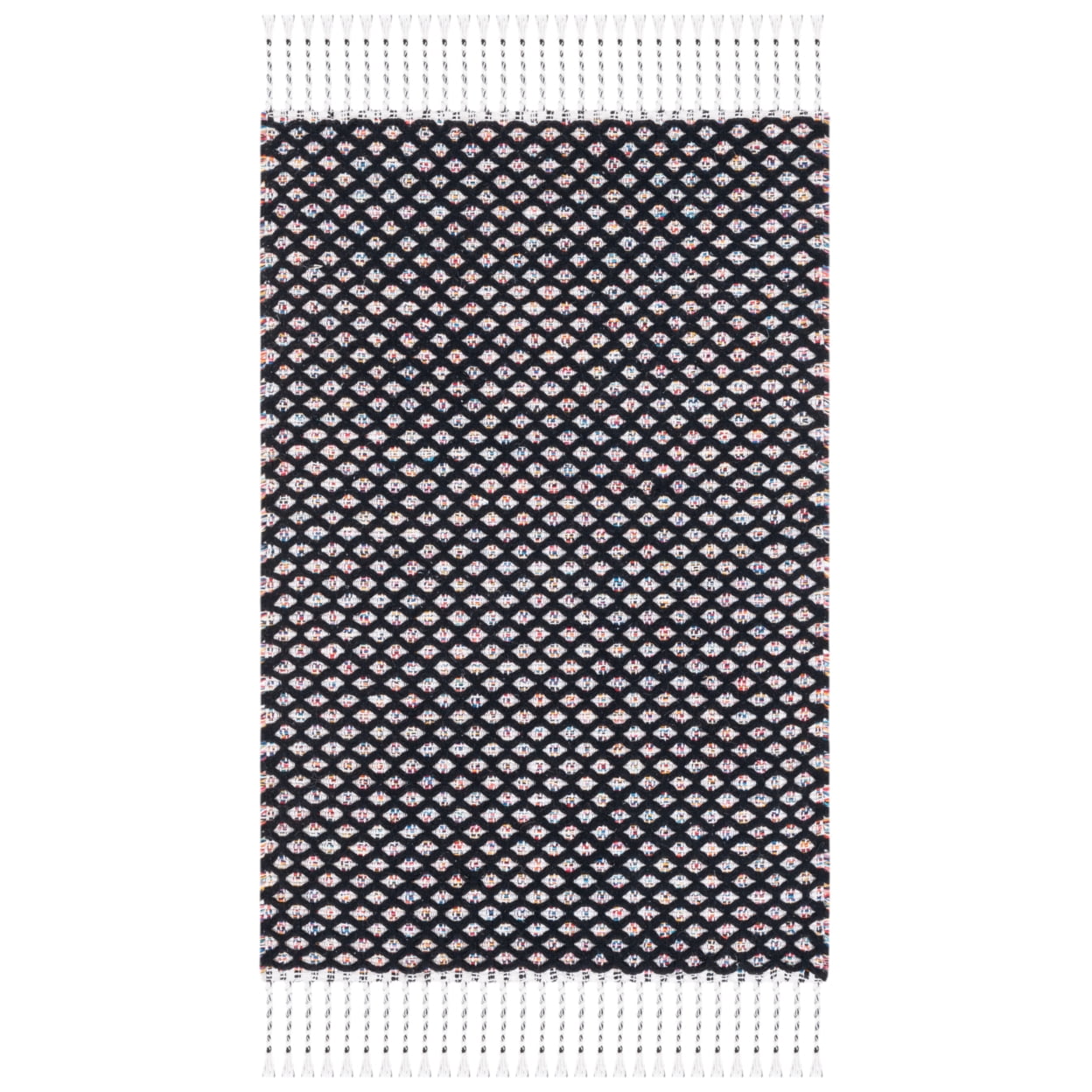 SAFAVIEH Montauk Annie Geometric Cotton Area Rug, Black/Ivory, 8' x 10'