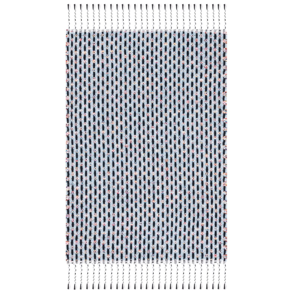 SAFAVIEH Montauk Annie Geometric Cotton Area Rug, Blue/Black, 5' x 8'