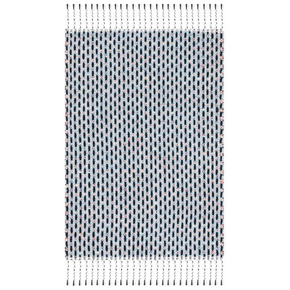 SAFAVIEH Montauk Annie Geometric Cotton Area Rug, Blue/Black, 5' x 8'