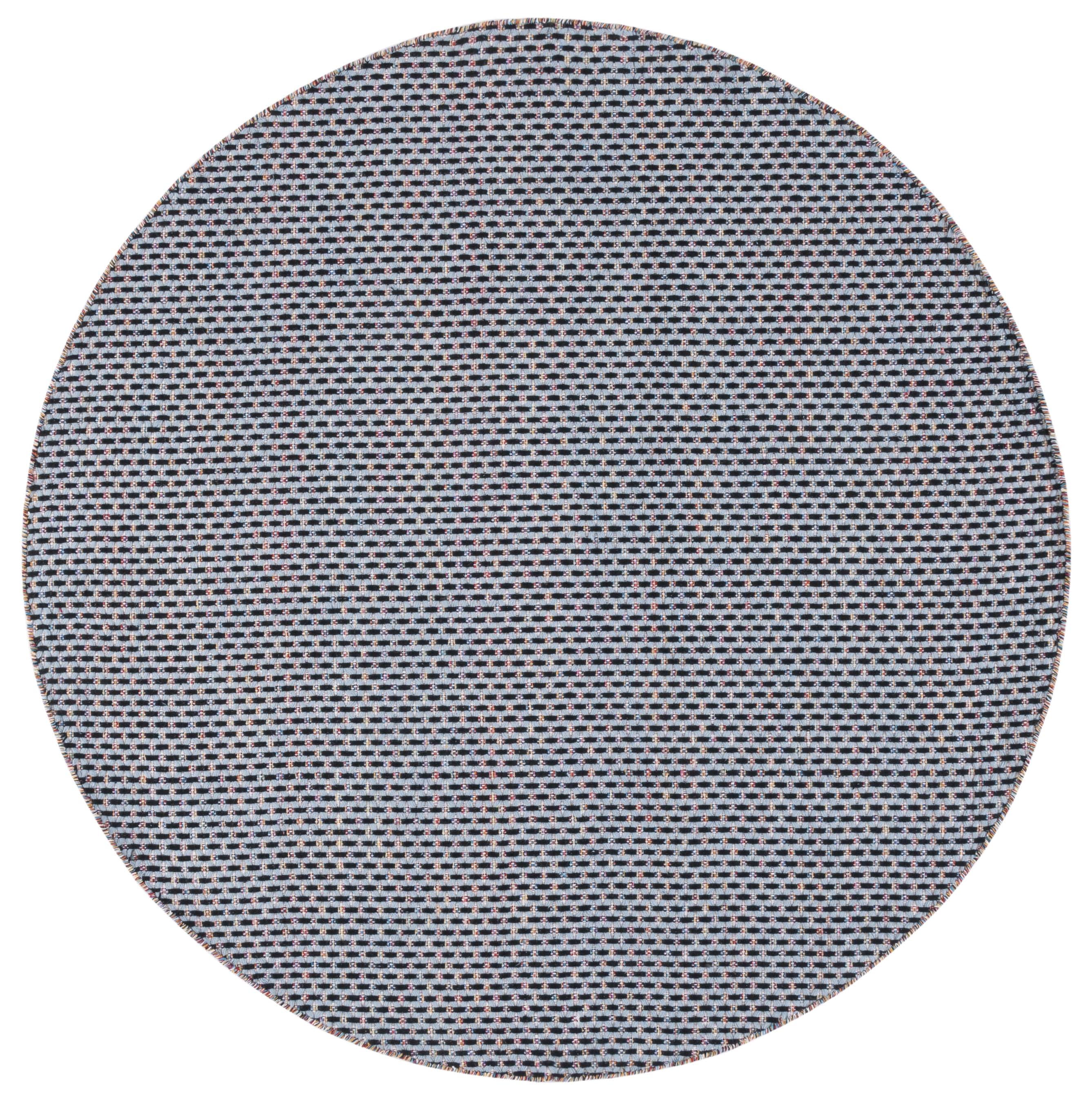 SAFAVIEH Montauk Annie Geometric Cotton Area Rug, Blue/Black, 6' x 6' Round