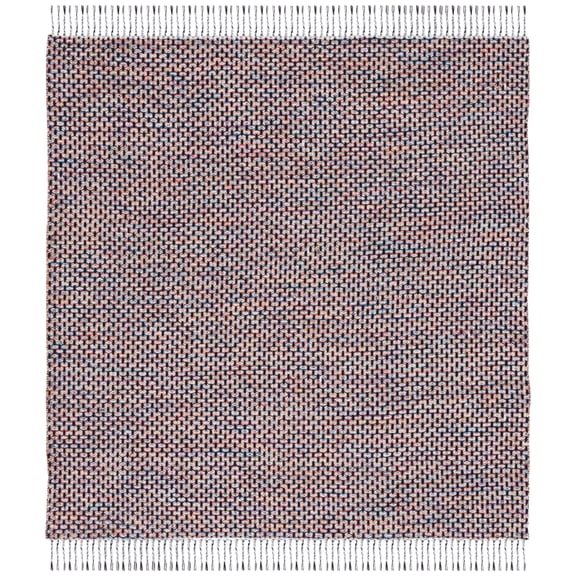 SAFAVIEH Montauk Annie Geometric Cotton Area Rug, Red/Yellow, 6' x 6' Square