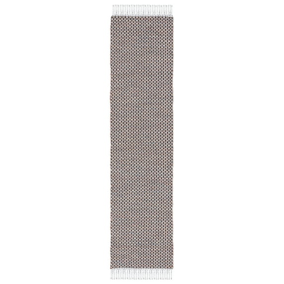 SAFAVIEH Montauk Annie Geometric Cotton Runner Rug, Beige/Black, 2'3" x 9'