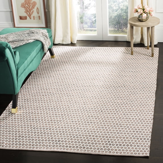 SAFAVIEH Montauk Arianne Dotted Soft Braided Cotton Area Rug, Charcoal/Peach/Ivory, 5' x 8'