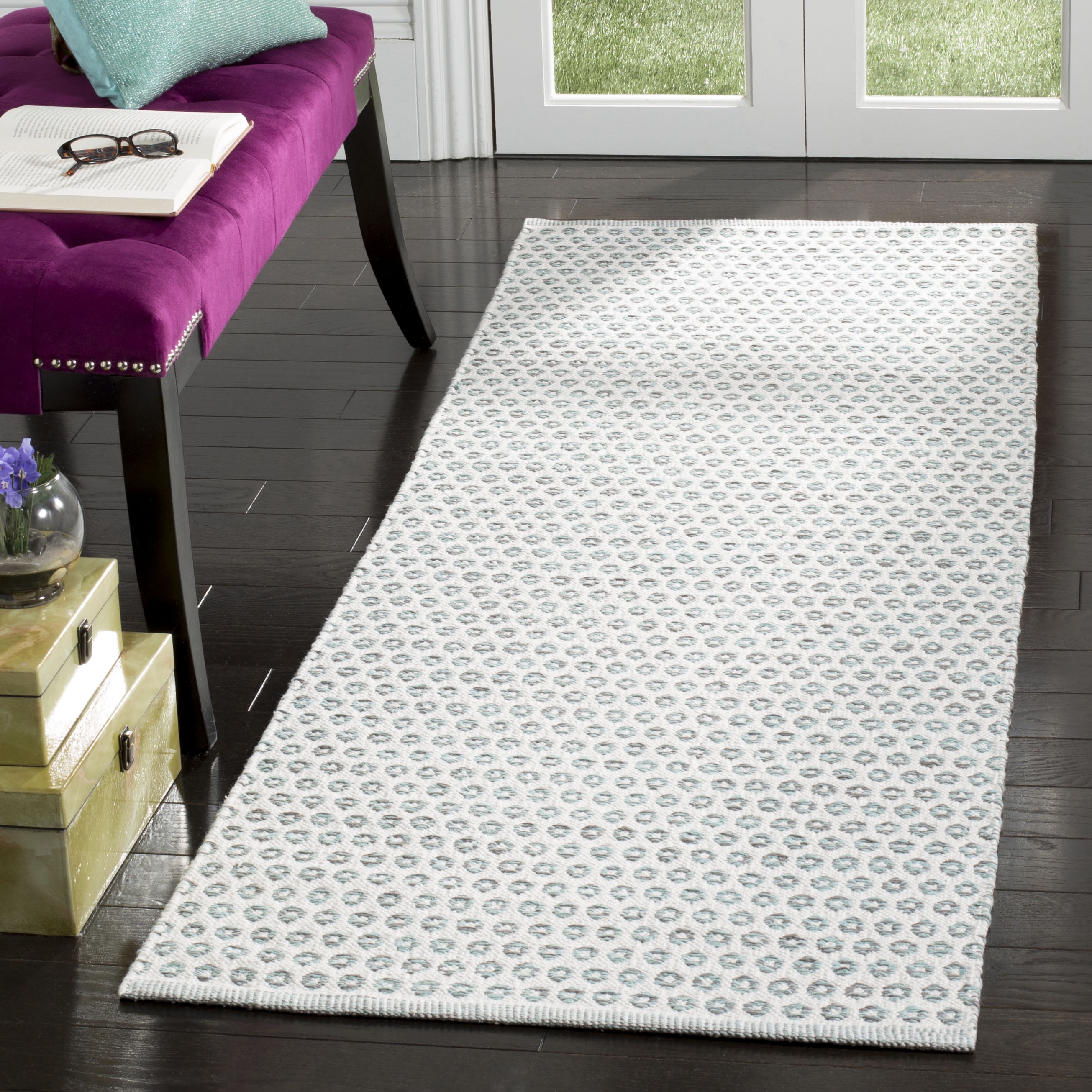 Ivory Slate Handwoven Flatweave Cotton-Wool Runner Rug 2'3" x 7'
