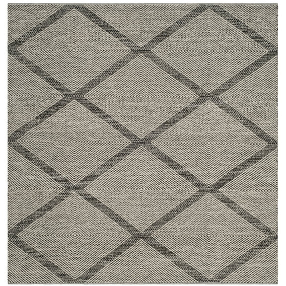 SAFAVIEH Montauk Bailey Geometric Cotton Area Rug, Black, 8' x 8' Square