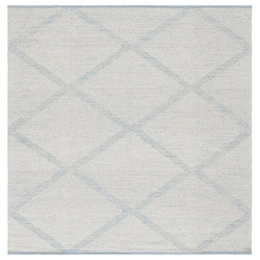 SAFAVIEH Montauk Bailey Geometric Cotton Area Rug, Light Blue, 8' x 8' Square