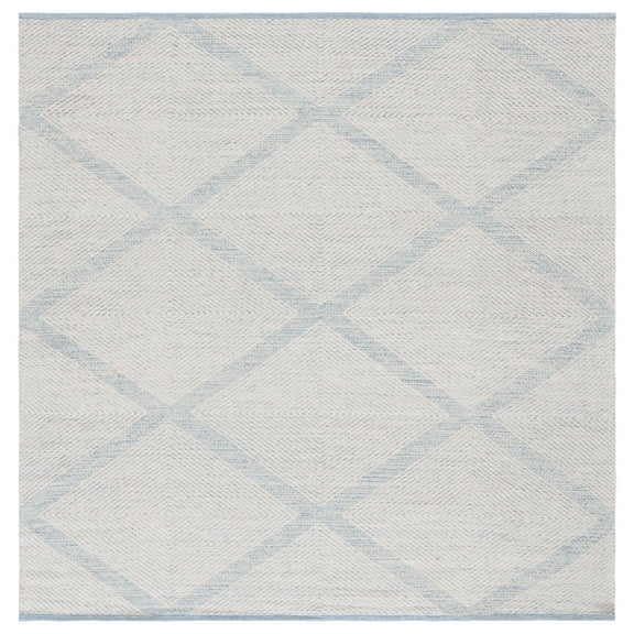 SAFAVIEH Montauk Bailey Geometric Cotton Area Rug, Light Blue, 8' x 8' Square