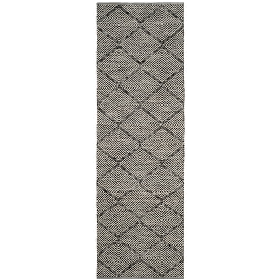 SAFAVIEH Montauk Bailey Geometric Cotton Runner Rug, Black, 2'3" x 11'