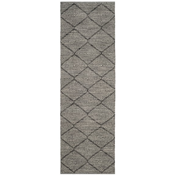SAFAVIEH Montauk Bailey Geometric Cotton Runner Rug, Black, 2'3" x 13'