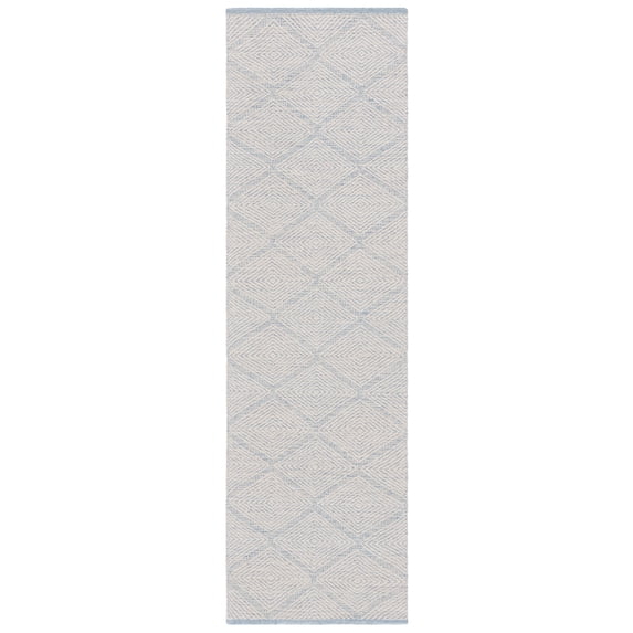 SAFAVIEH Montauk Bailey Geometric Cotton Runner Rug, Light Blue, 2'3" x 11'