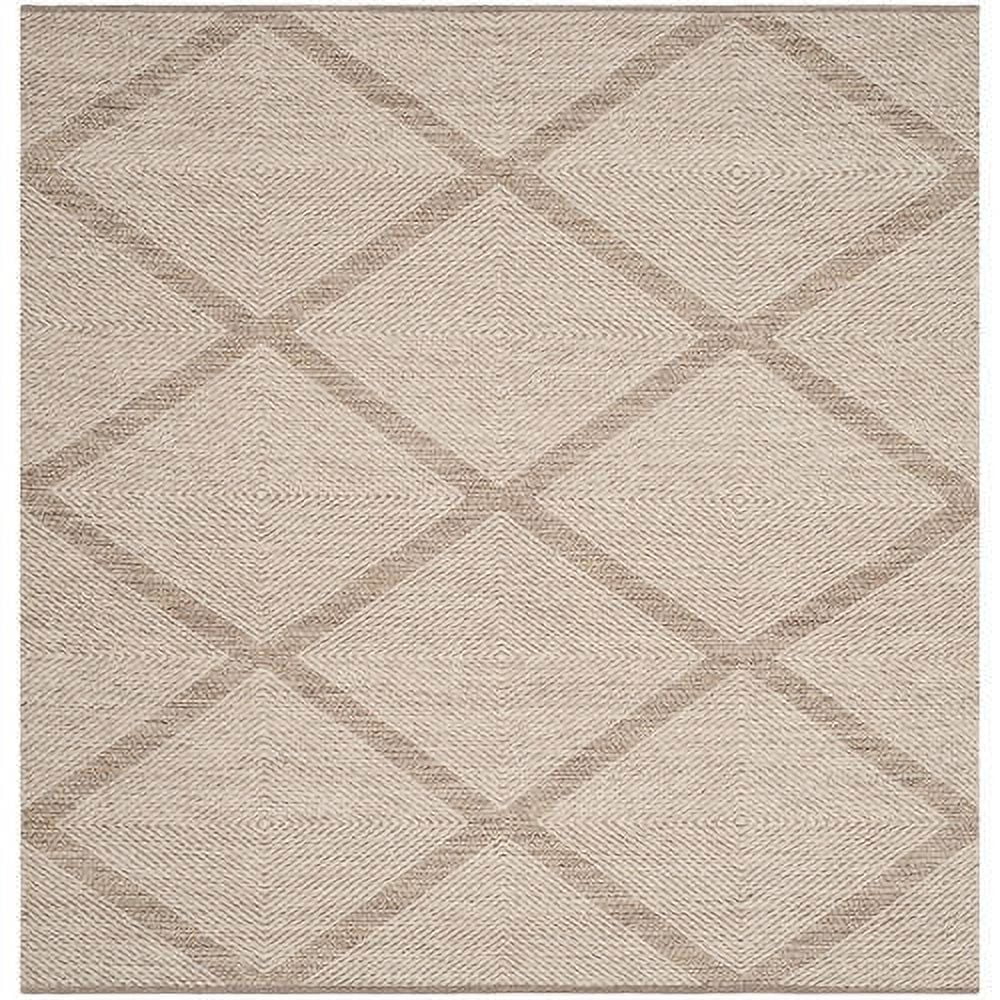 Montauk Beige 6' Square Handwoven Cotton Area Rug