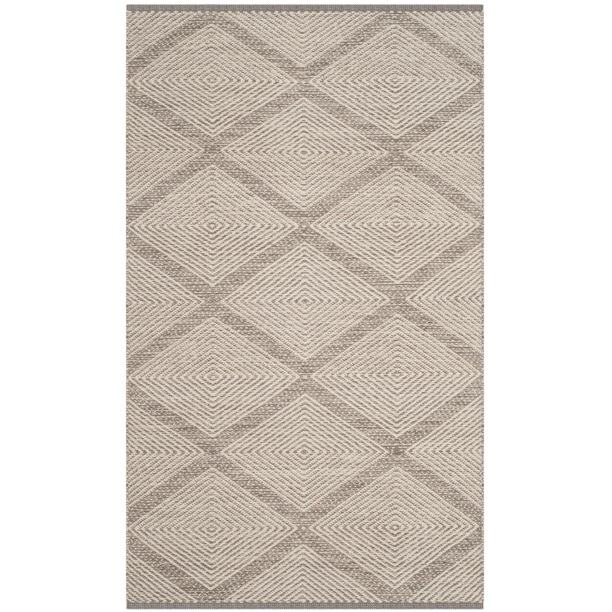 SAFAVIEH Montauk Bailey Geometric Diamond Cotton Area Rug, Grey, 3' x 5'