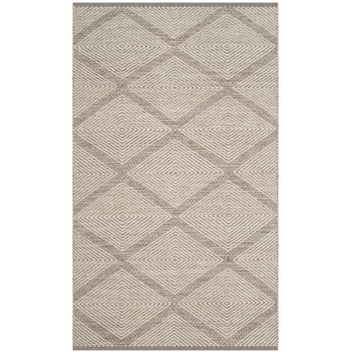 Gray Flat Woven Handmade Wool Cotton Square Rug 6' x 6'