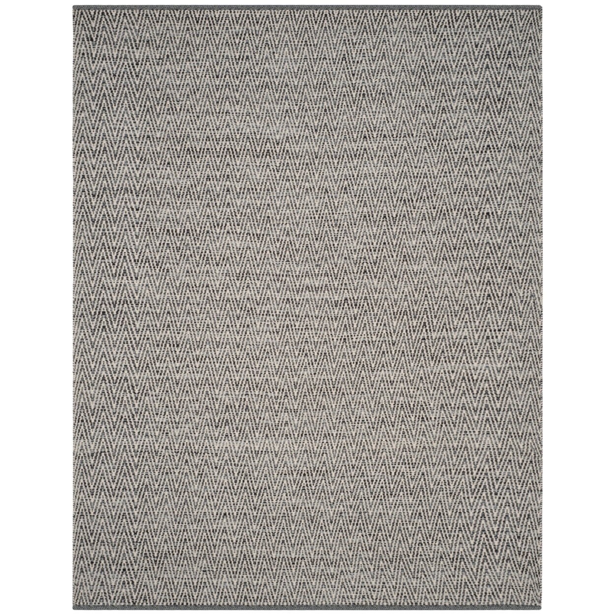 Ivory and Dark Grey Handmade Wool Cotton Area Rug, 3'0" x 5'0"