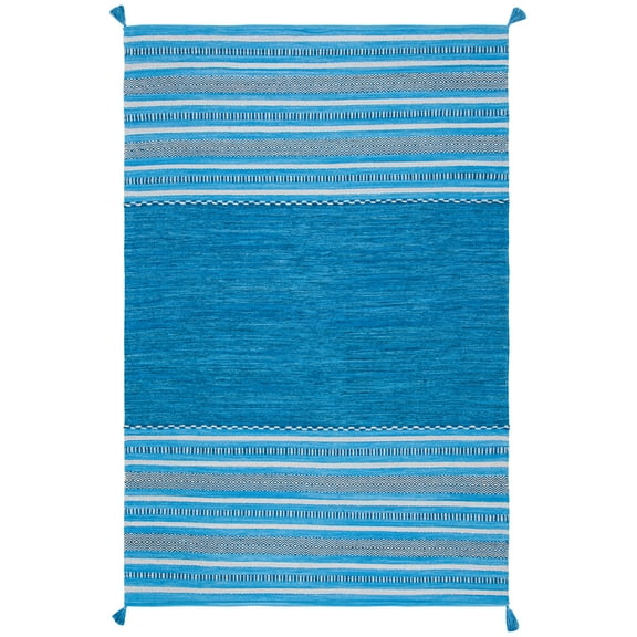 SAFAVIEH Montauk Ben Striped Cotton Area Rug, Blue/Grey, 6' x 9'