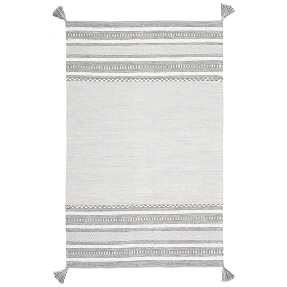 SAFAVIEH Montauk Ben Striped Cotton Area Rug, Grey/Ivory, 4' x 6'