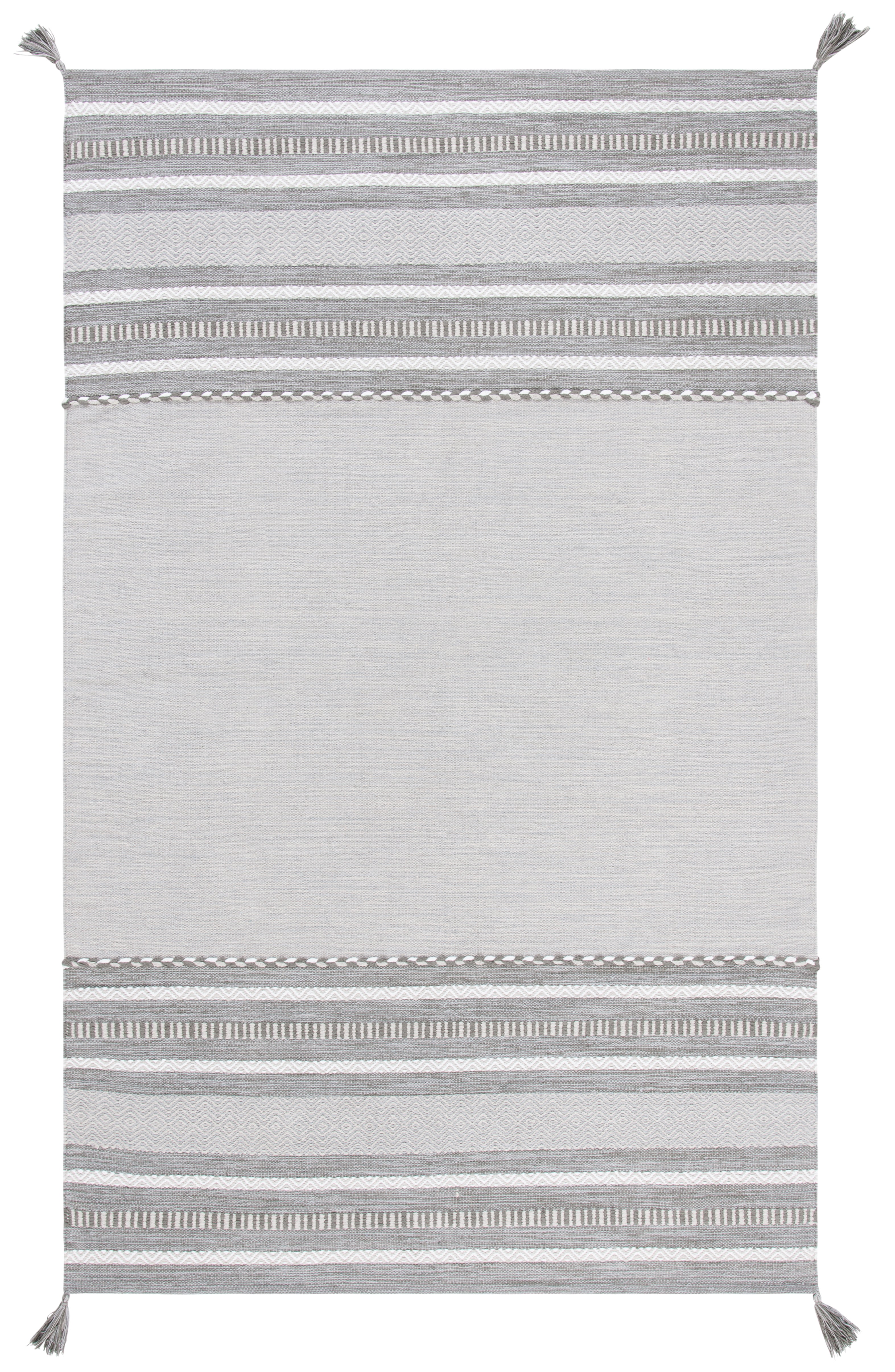 SAFAVIEH Montauk Ben Striped Cotton Area Rug, Grey/Ivory, 5' x 8'
