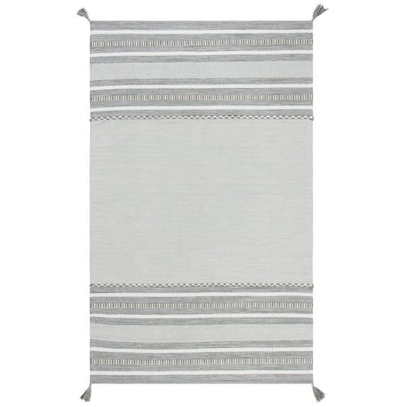 SAFAVIEH Montauk Ben Striped Cotton Area Rug, Grey/Ivory, 5' x 8'