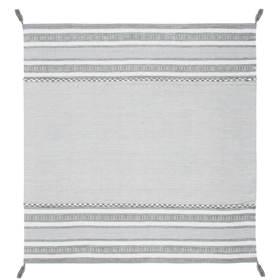 SAFAVIEH Montauk Ben Striped Cotton Area Rug, Grey/Ivory, 6' x 6' Square