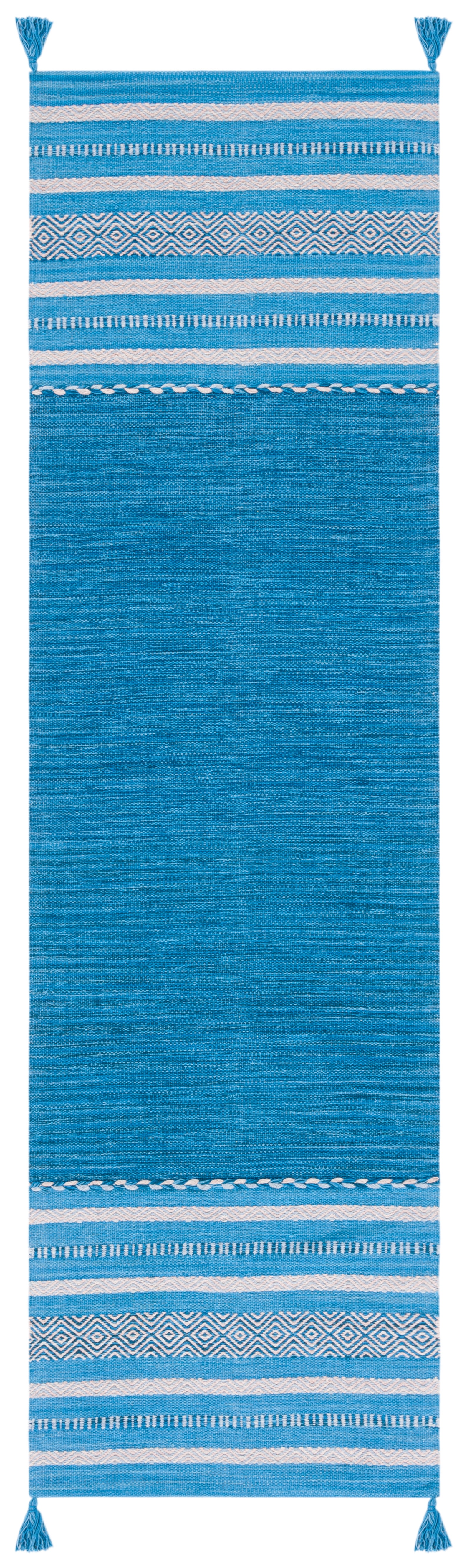 SAFAVIEH Montauk Ben Striped Cotton Runner Rug, Blue/Grey, 2'6" x 8'