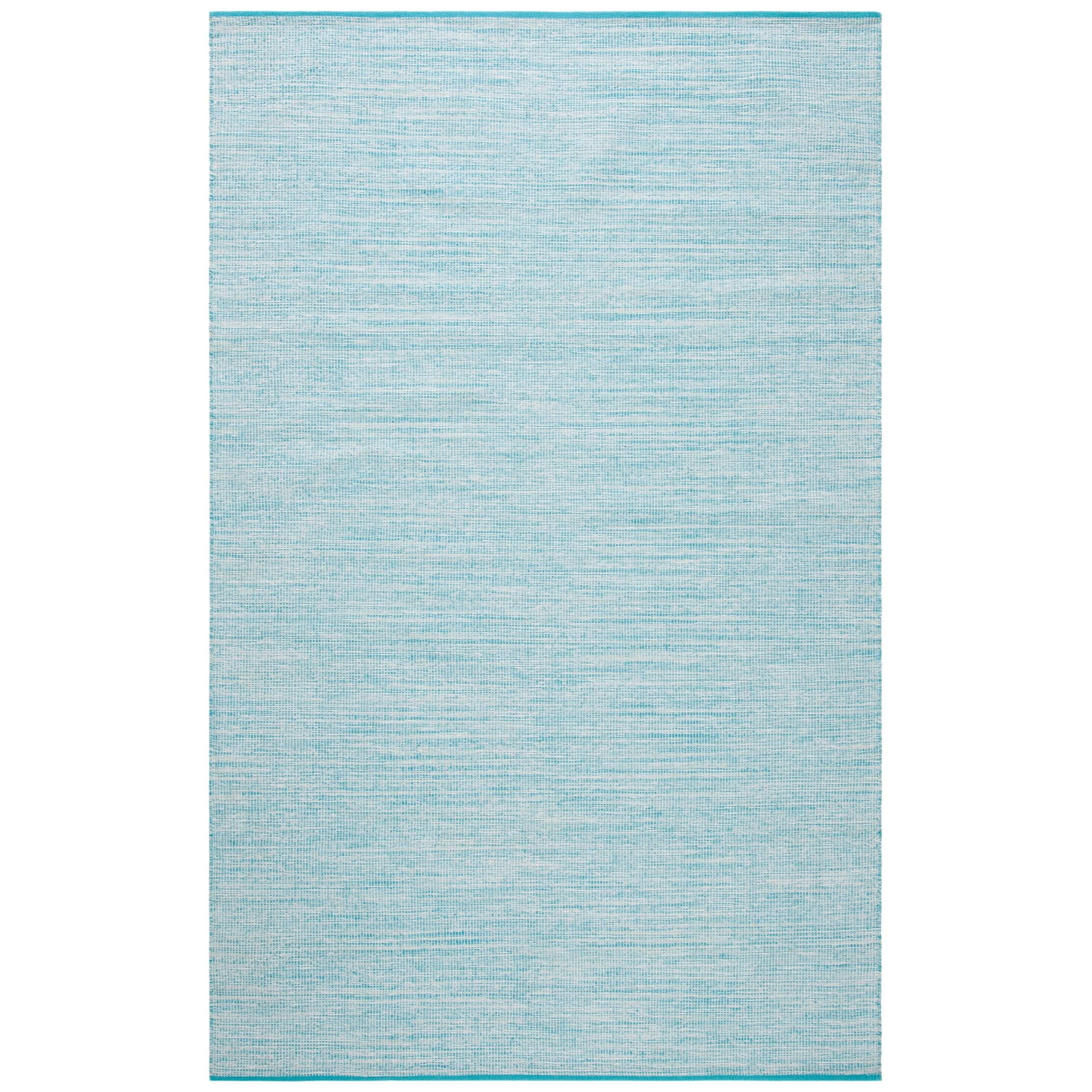 Montauk Aqua Blue 6' Square Handwoven Cotton Area Rug