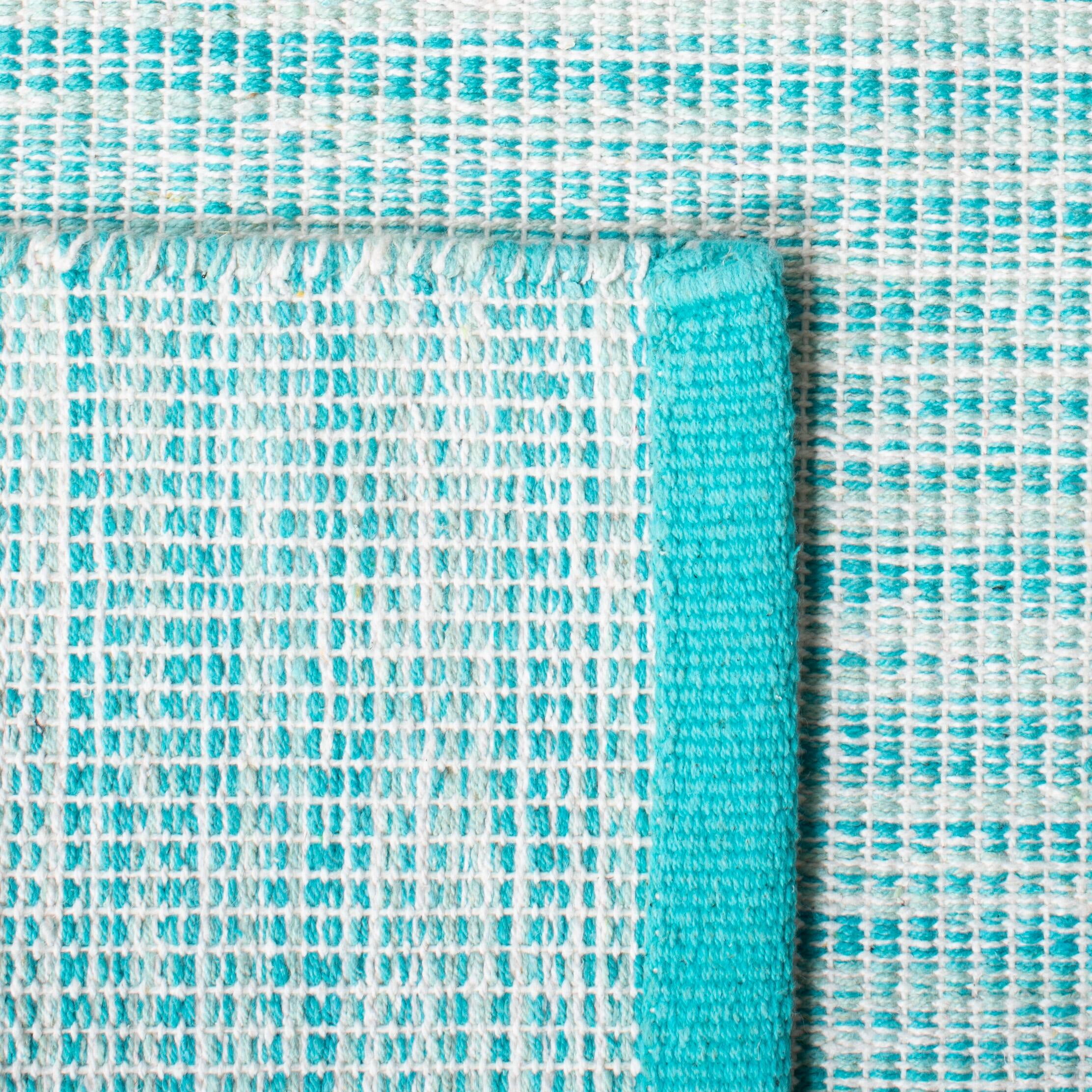 Montauk Aqua Blue 6' Square Handwoven Cotton Area Rug